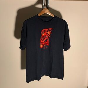 Fruit of the Loom Black T-Shirt with Red Stitching